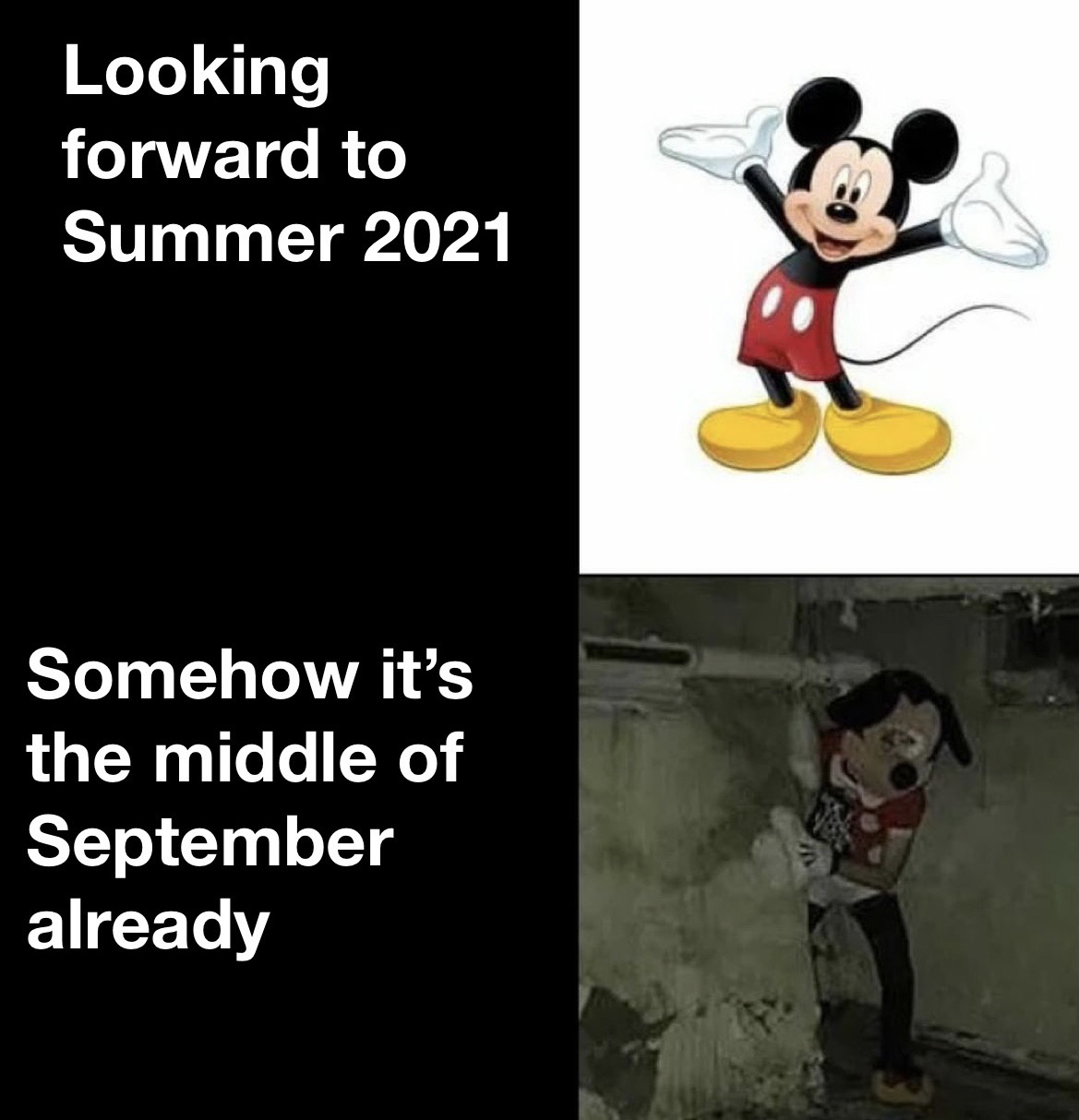 mickey mouse meme template - Looking forward to Summer 2021 Somehow it's the middle of September already