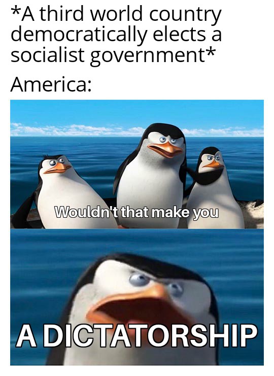 reddit vs discord memes - A third world country democratically elects a socialist government America Wouldn't that make you A Dictatorship