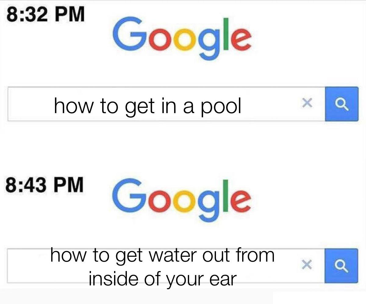 number - Google how to get in a pool a Google how to get water out from inside of your ear Q