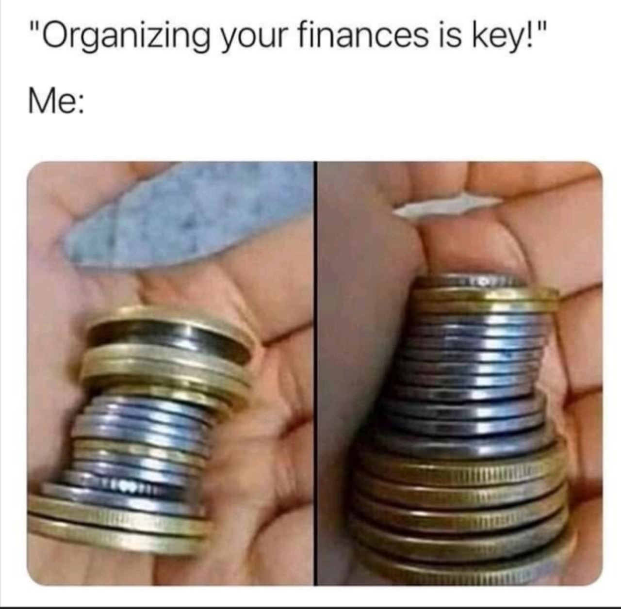 me organising my finances - "Organizing your finances is key!" Me