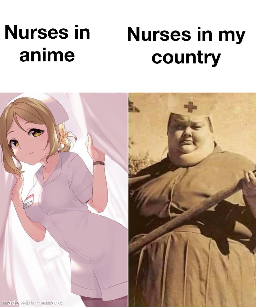 Nurses in anime Nurses in my country made with mematic