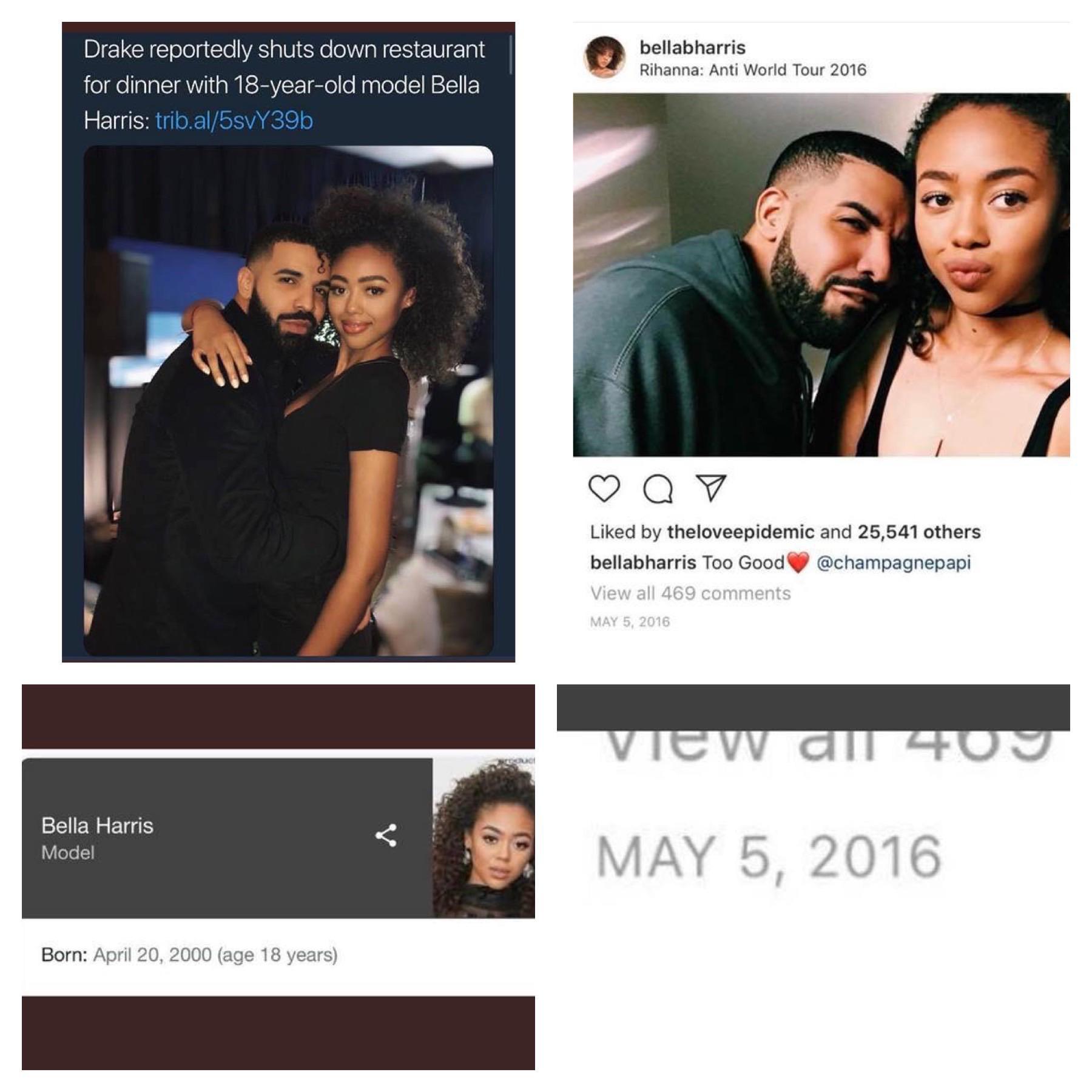 cringe pics - wtf pics - drake millie bobby brown reddit - bellabharris Rihanna Anti World Tour 2016 Drake reportedly shuts down restaurant for dinner with 18yearold model Bella Harris trib.al5svY39b d by theloveepidemi and 25,541 others bellabharris Too 