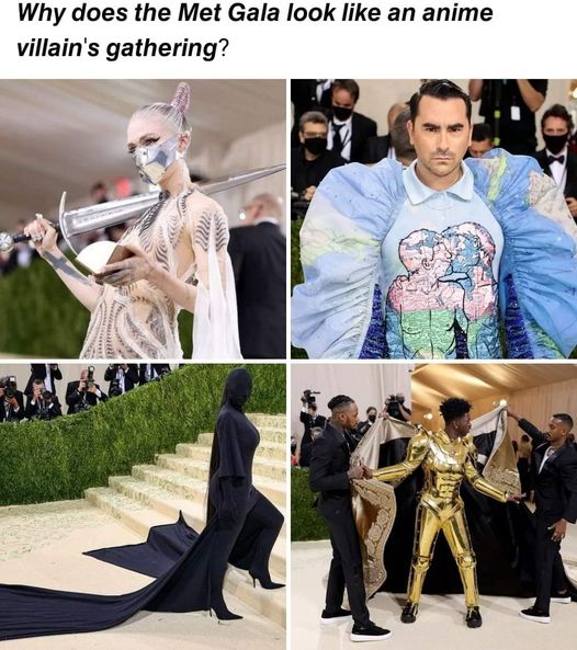 funny memes - dank memes - costume - Why does the Met Gala look an anime villain's gathering? Q