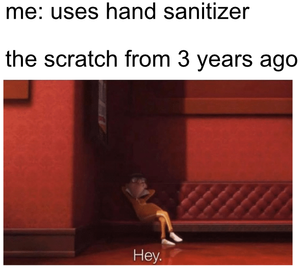 hermitcraft s7 meme - me uses hand sanitizer the scratch from 3 years ago Hey.