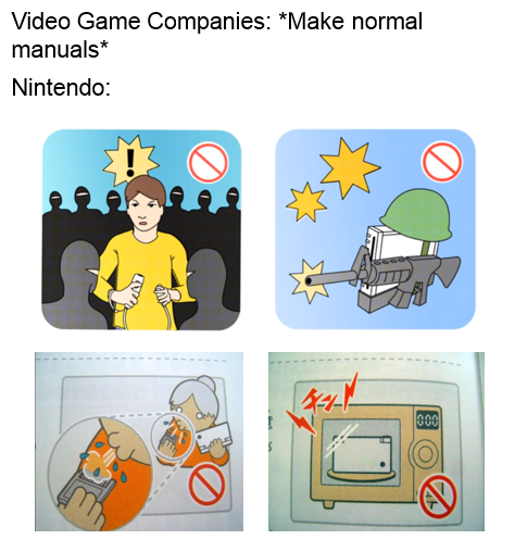 dank memes - cartoon - Video Game Companies Make normal manuals Nintendo 344 000