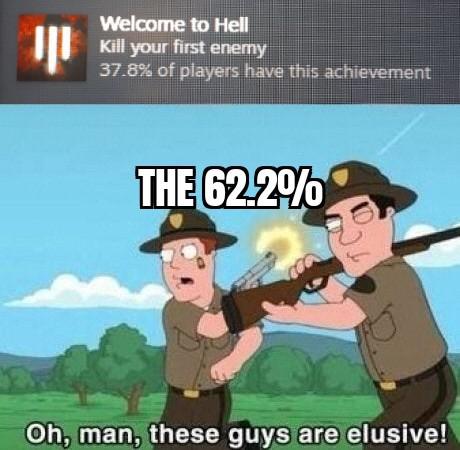 bad family guy memes - Welcome to Hell Kill your first enemy 37.8% of players have this achievement The 62.2% Oh, man, these guys are elusive!