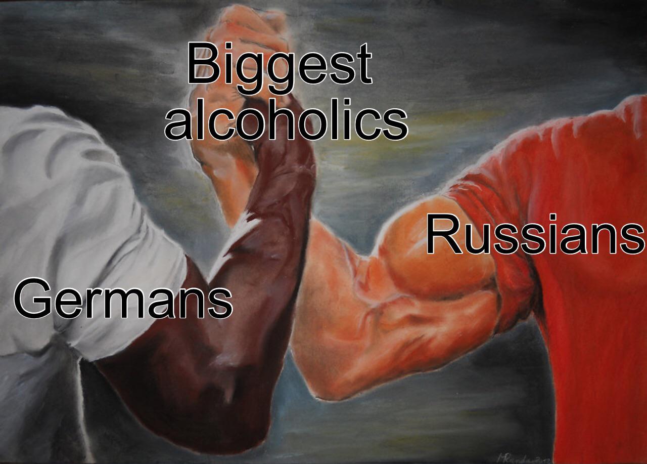 Biggest alcoholics Russians Germans