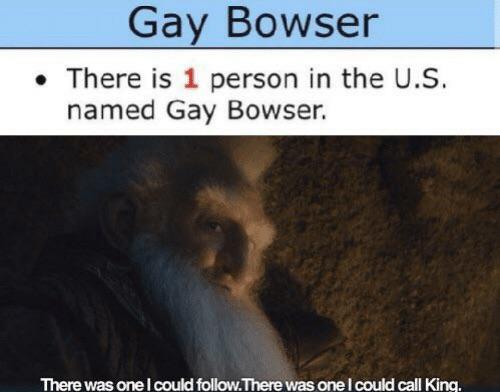 fauna - Gay Bowser . There is 1 person in the U.S. named Gay Bowser. There was one I could .There was one I could call King.