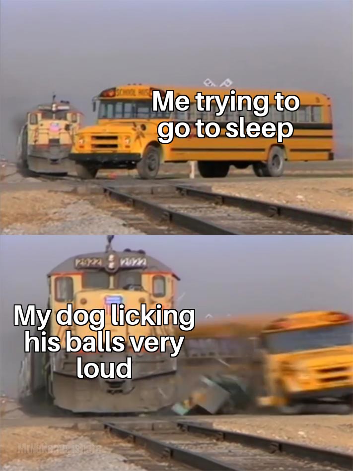 onlyfans memes bus - Me trying to go to sleep ruan My dog licking his balls very loud Mann istehe