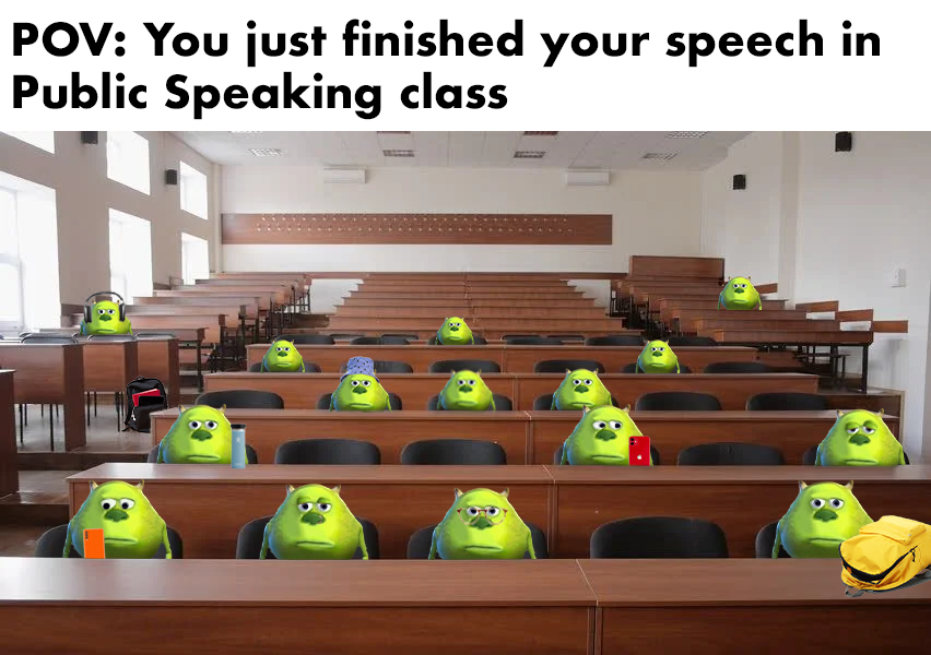 empty college classroom - Pov You just finished your speech in Public Speaking class