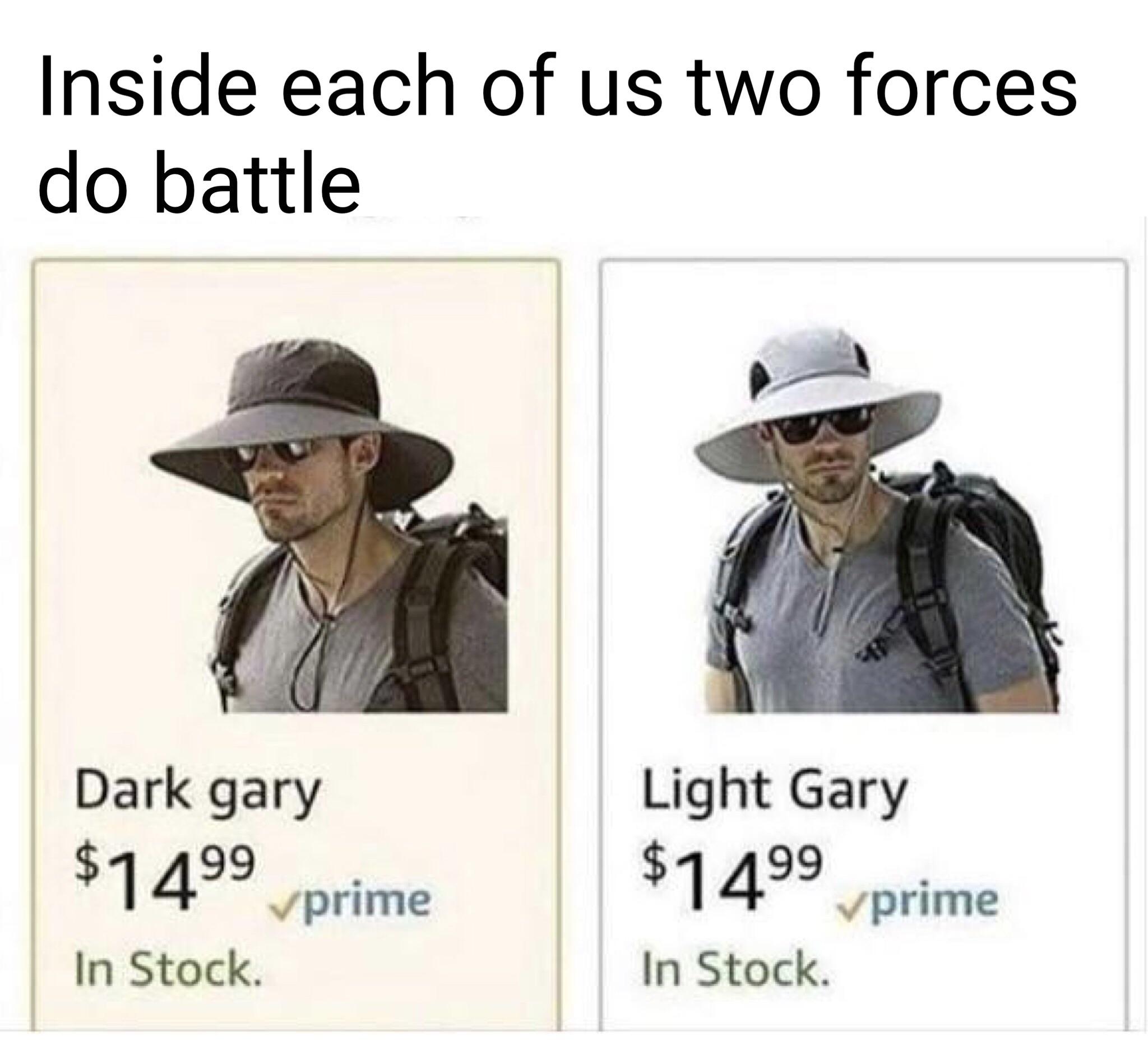inside you there are two garys - Inside each of us two forces do battle Dark gary $1499 prime Light Gary 99 In Stock In Stock