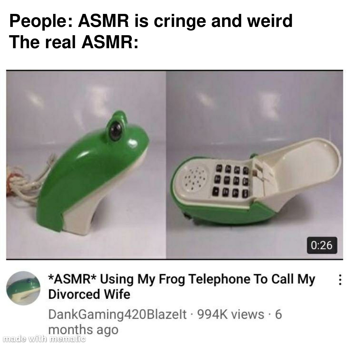 moshi moshi hai doppio desu - People Asmr is cringe and weird The real Asmr Asmr Using My Frog Telephone To Call My Divorced Wife DankGaming420Blazelt views 6 months ago made with mematic
