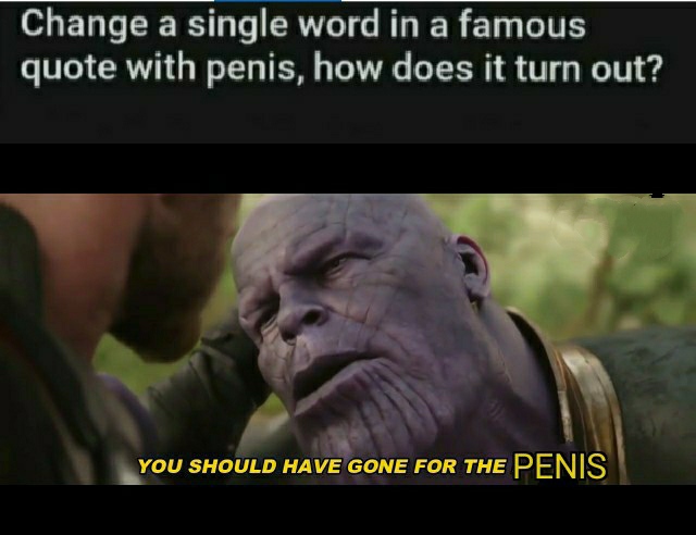 ant man meme - Change a single word in a famous quote with penis, how does it turn out? You Should Have Gone For The Penis