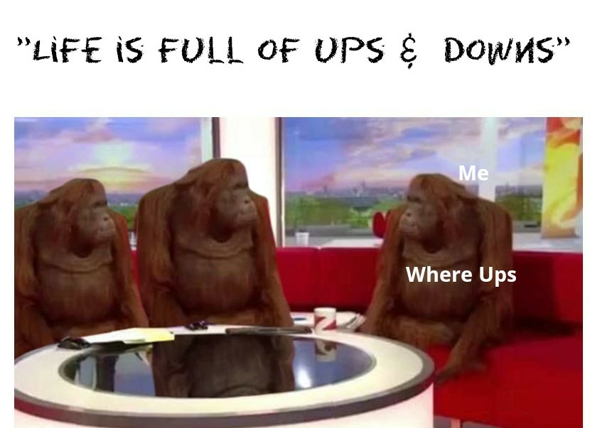 candy monkey meme - Life Is Full Of Ups & Downs. Me Where Ups