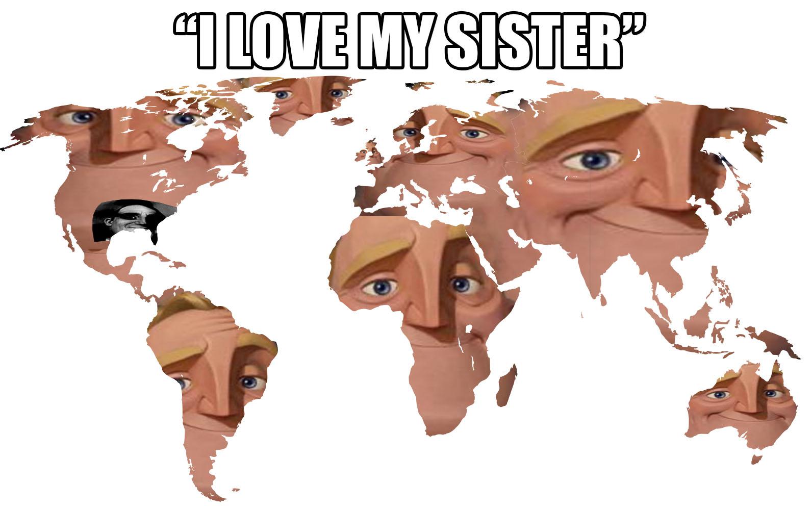 world map stencil - I Love My Sister ar