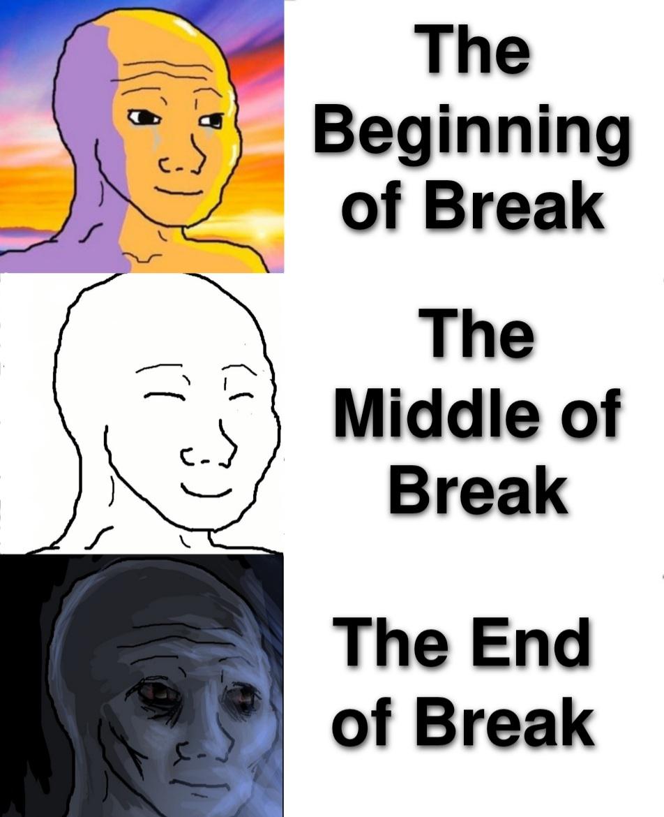 cartoon - The Beginning of Break ll The Middle of Break co The End of Break
