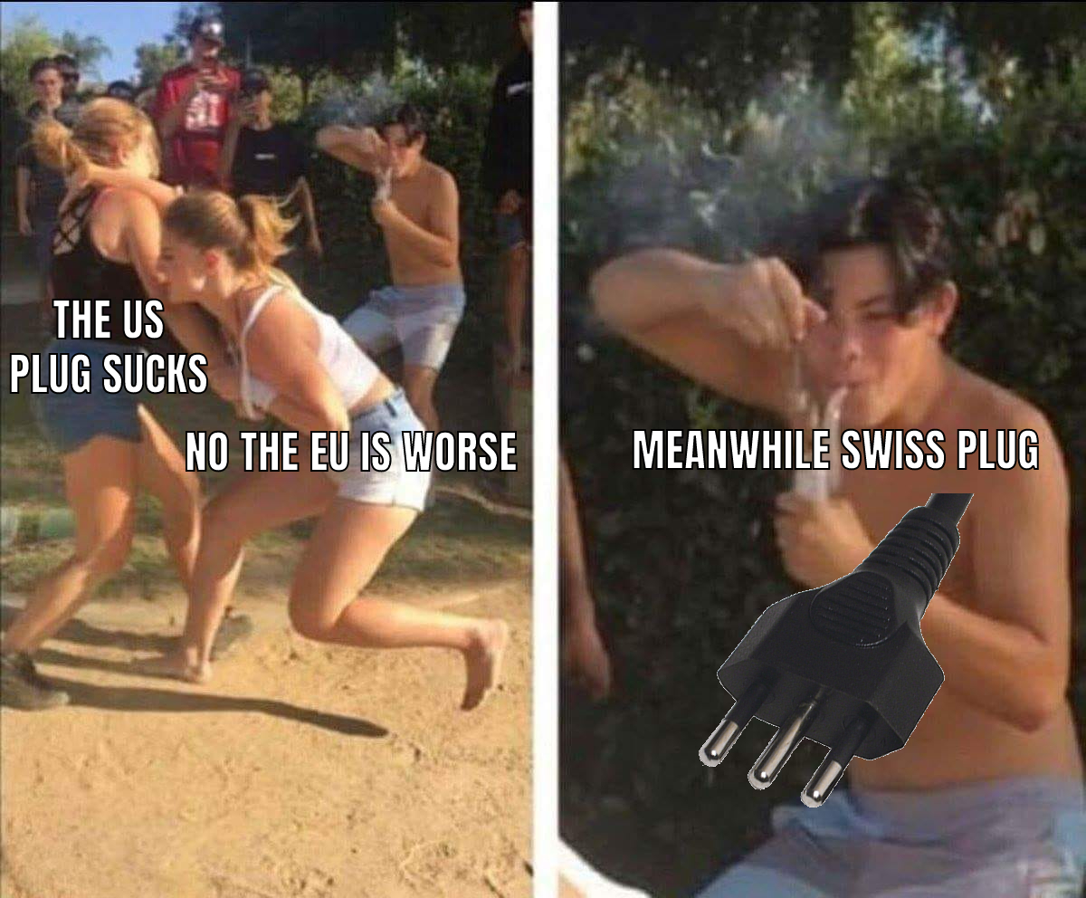 dabbing dude meme template - The Us Plug Sucks No The Eu Is Worse Meanwhile Swiss Plug
