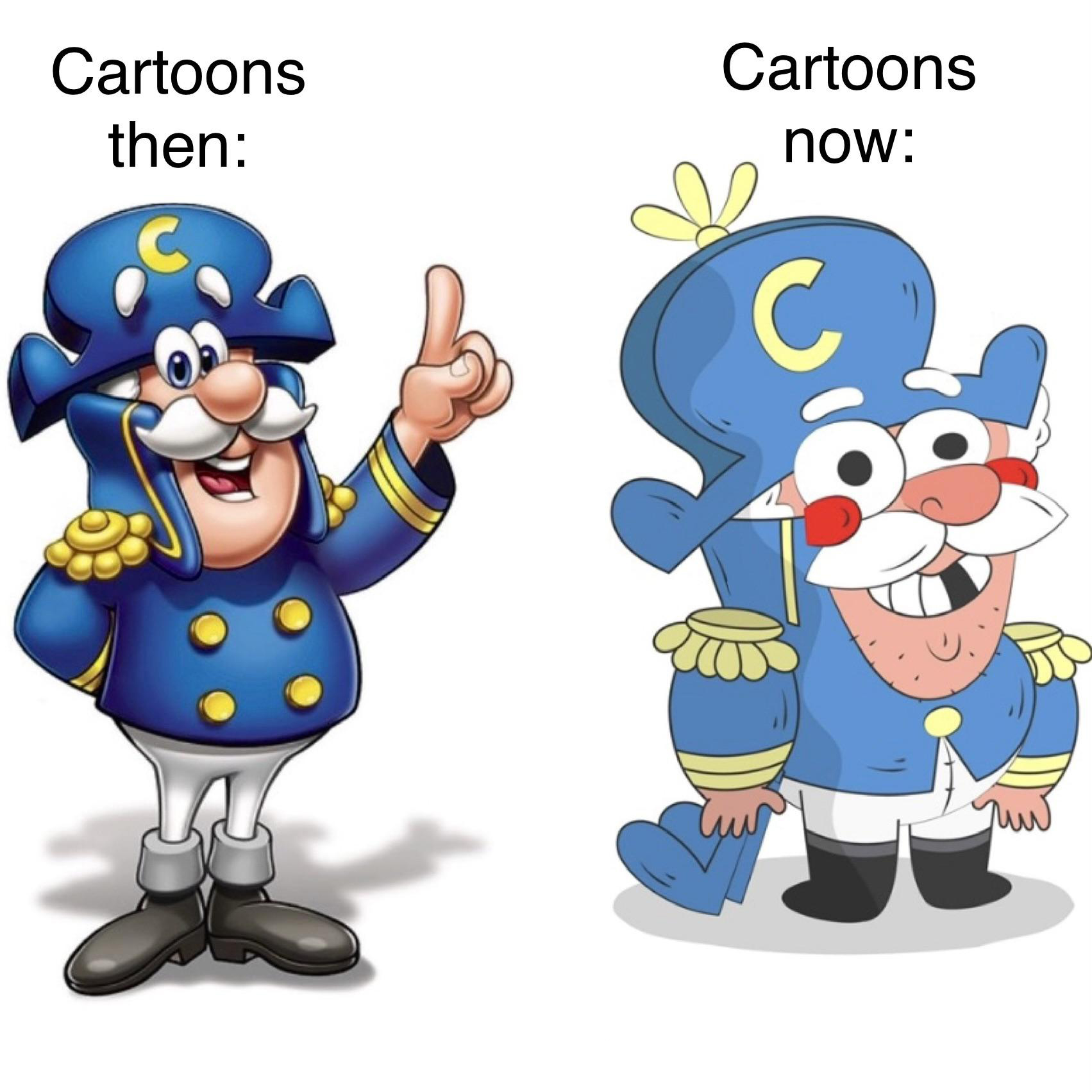 captain crunch man - Cartoons then Cartoons now C