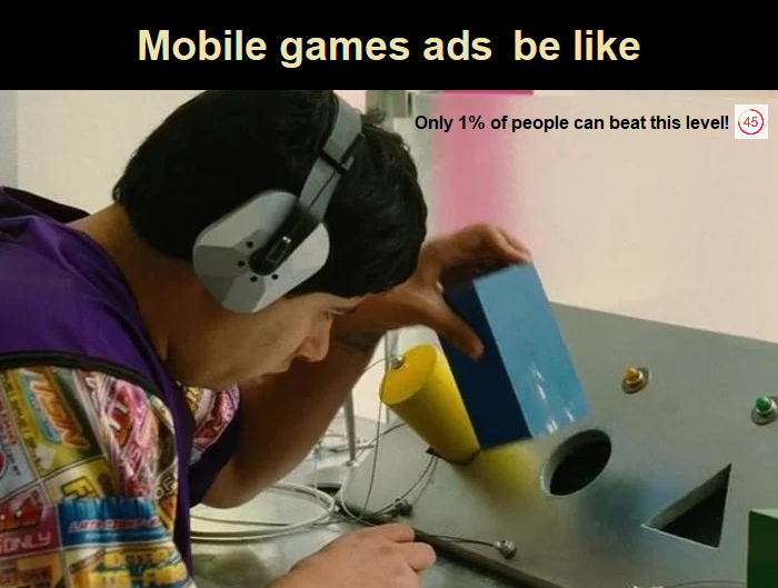 idiocracy gif - Mobile games ads be Only 1% of people can beat this level! 45 Us Only