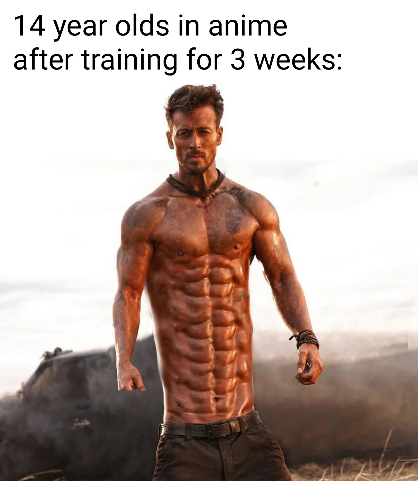 dank memes - bodybuilder - 14 year olds in anime after training for 3 weeks