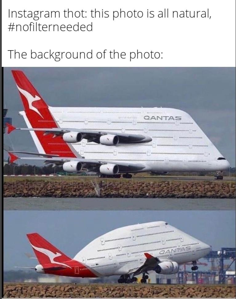 dank memes - Instagram thot this photo is all natural, The background of the photo Qantas F . ce Ca cerca