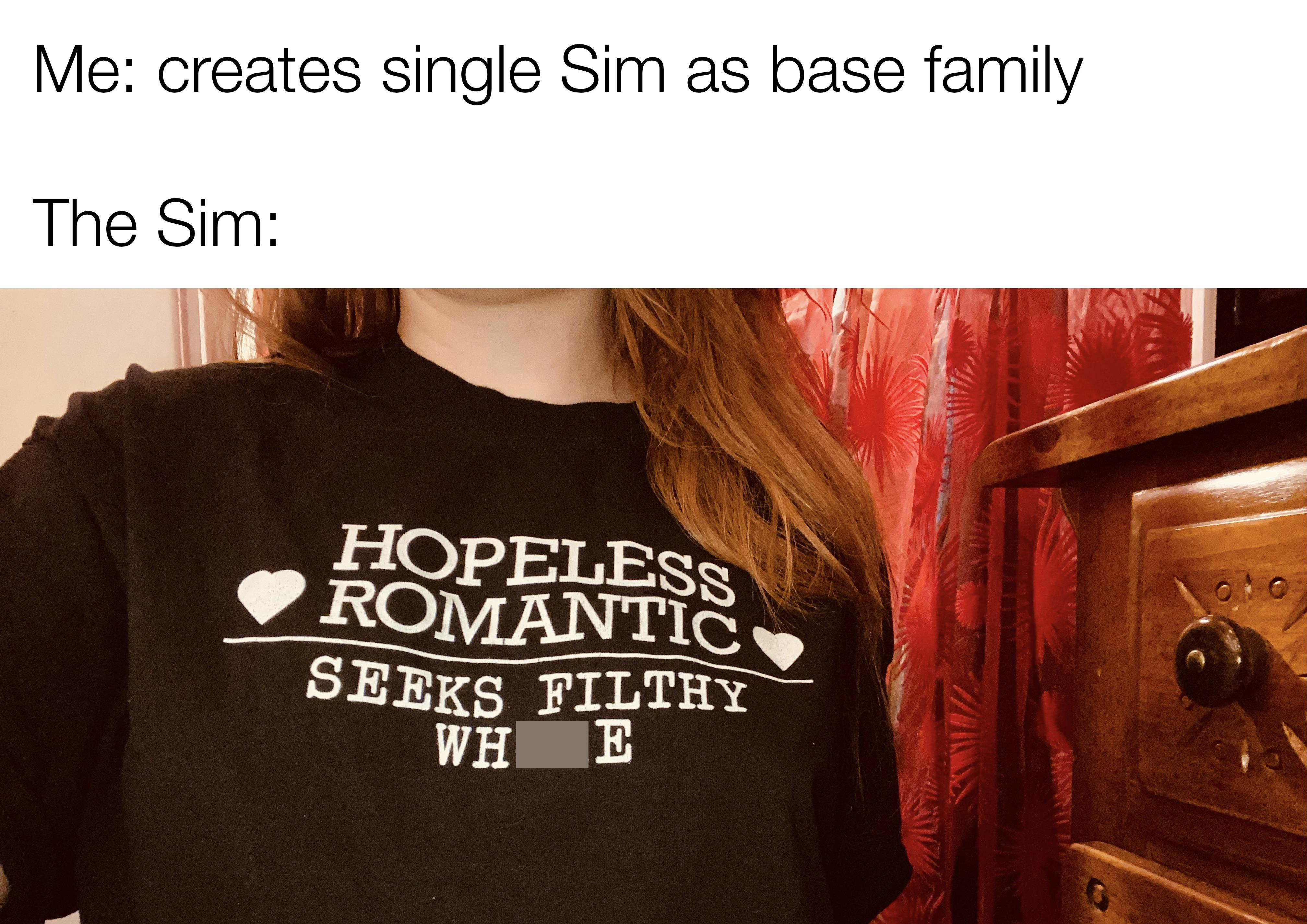 revell - Me creates single Sim as base family The Sim Hopeless Romantic Seeks Filthy Wh E