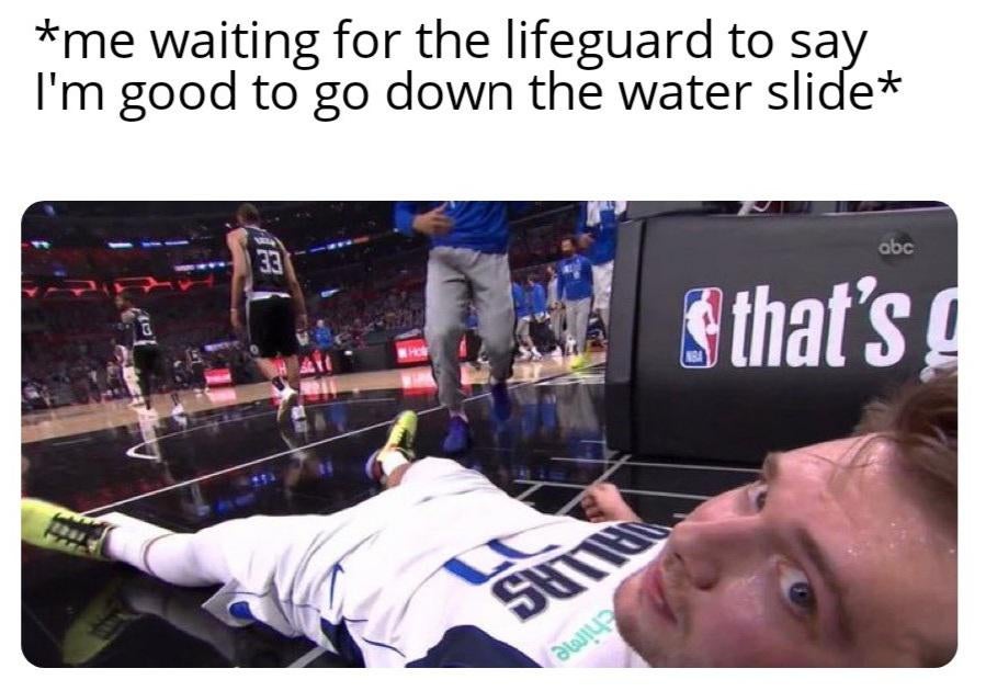 dank memes - funny memes - sport venue - me waiting for the lifeguard to say I'm good to go down the water slide I abc 33 that's Shin