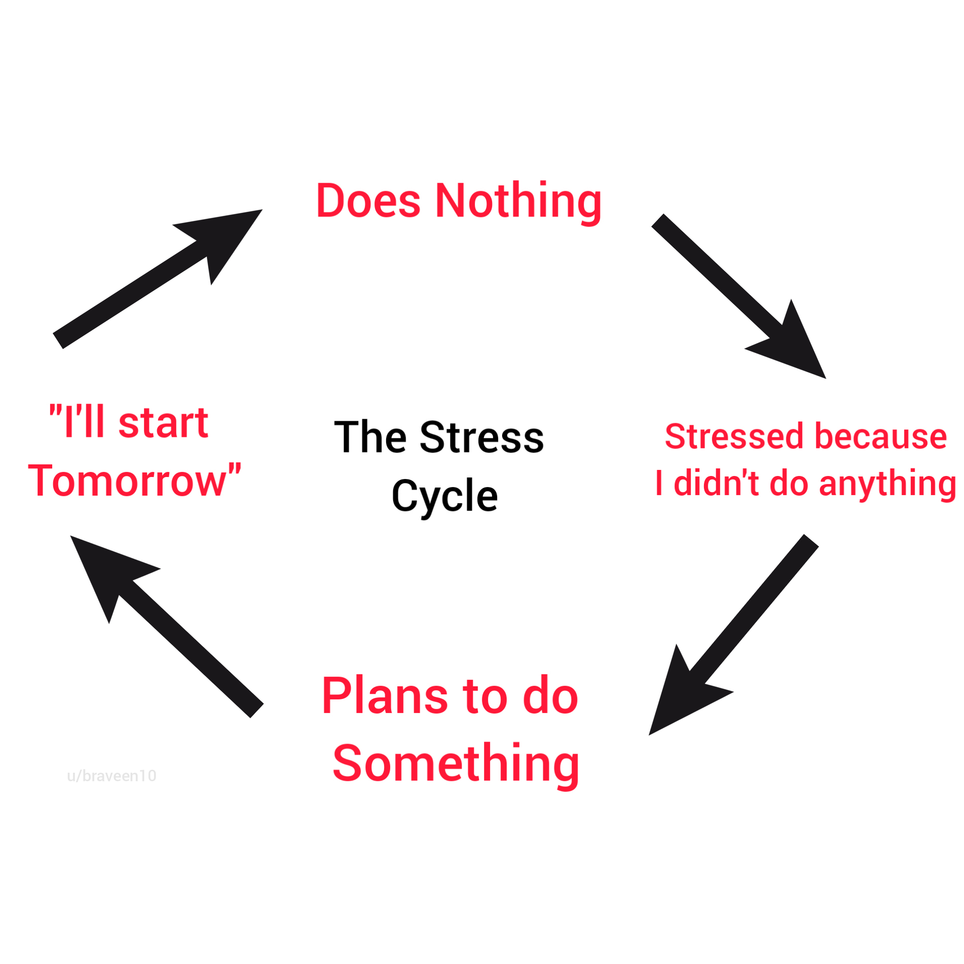 dank memes - funny memes - c# programming language - Does Nothing "I'll start Tomorrow" The Stress Cycle Stressed because I didn't do anything Plans to do Something