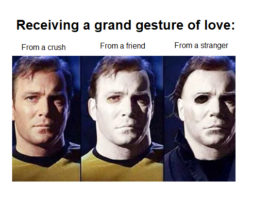 william shatner mask - Receiving a grand gesture of love From a crush From a friend From a stranger