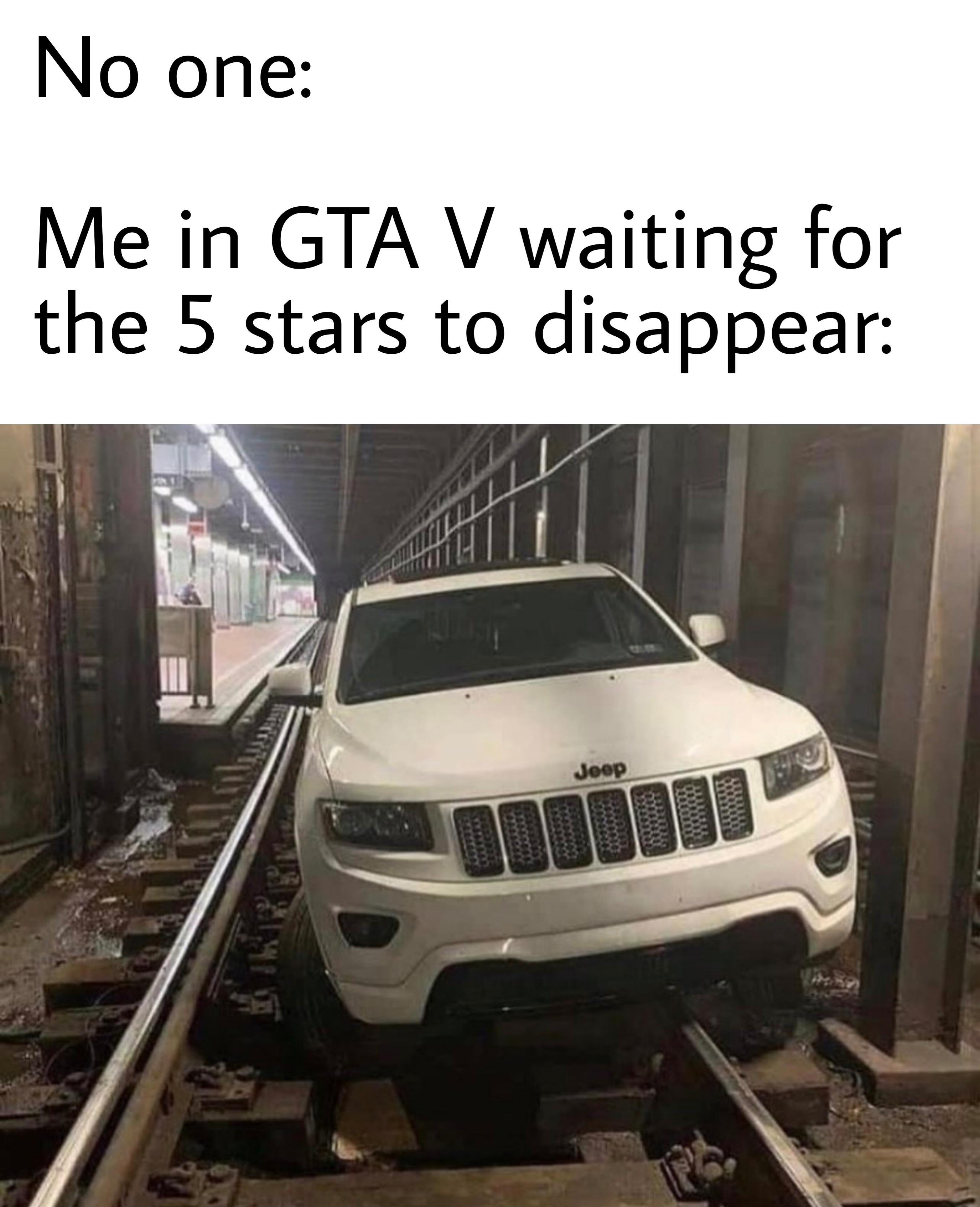 car on septa trolley tunnel - No one Me in Gta V waiting for the 5 stars to disappear Jeep