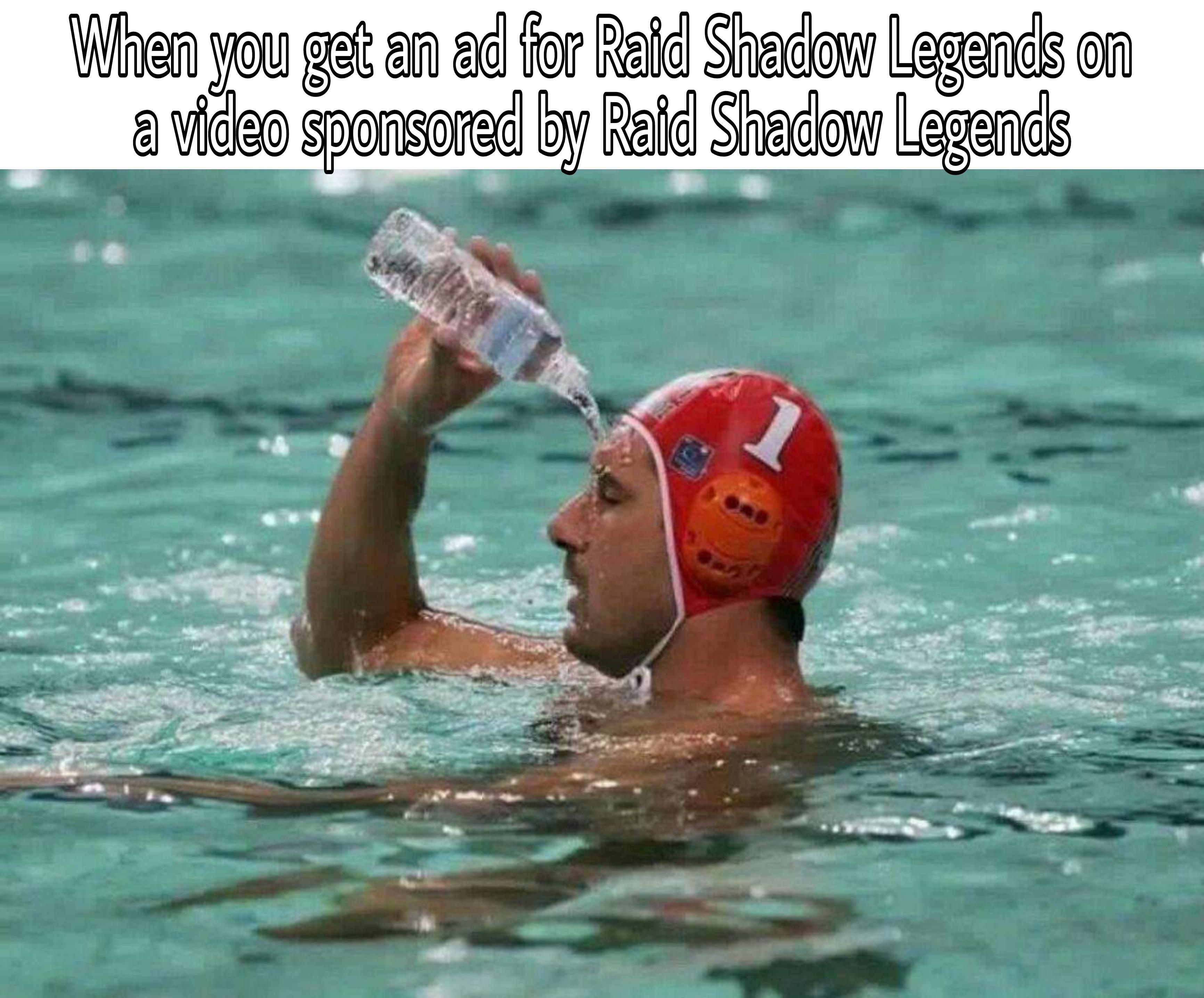 pouring water in pool - When you get an ad for Raid Shadow Legends on a video sponsored by Raid Shadow Legends