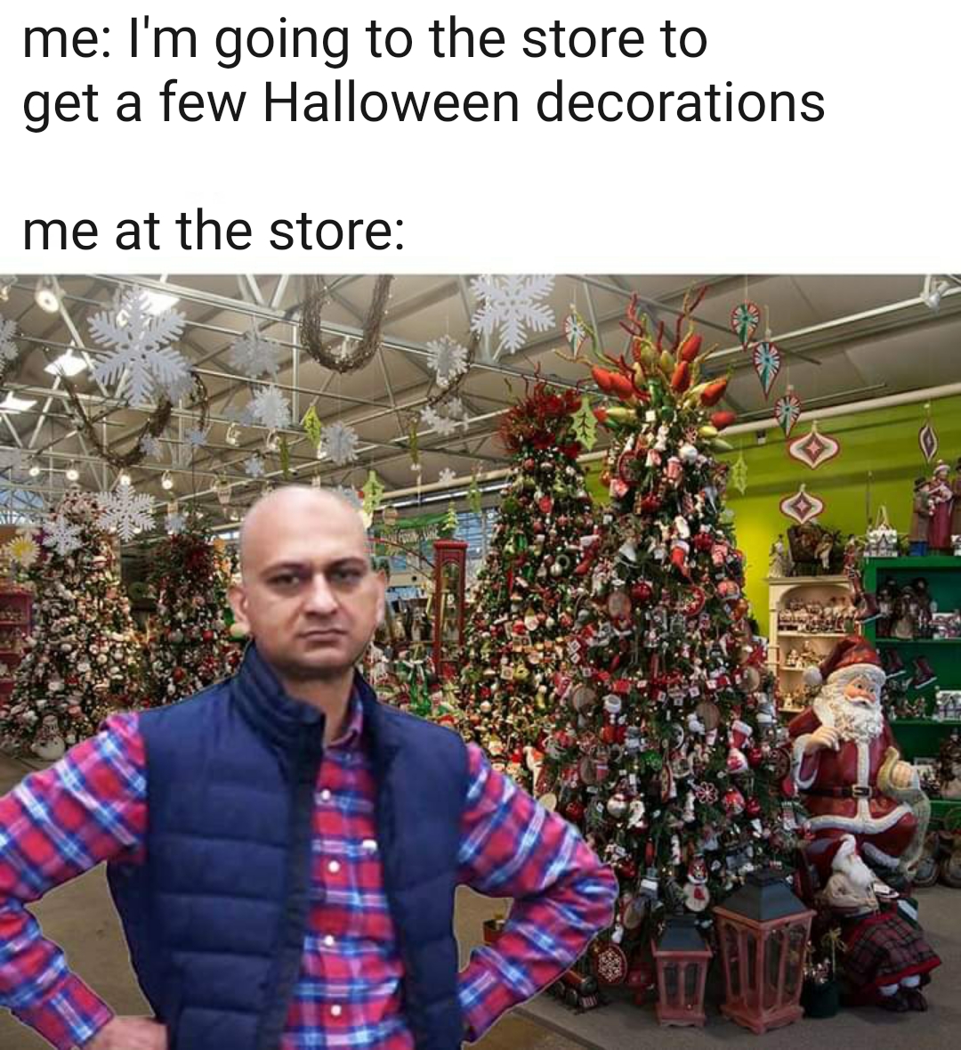 tree - me I'm going to the store to get a few Halloween decorations me at the store