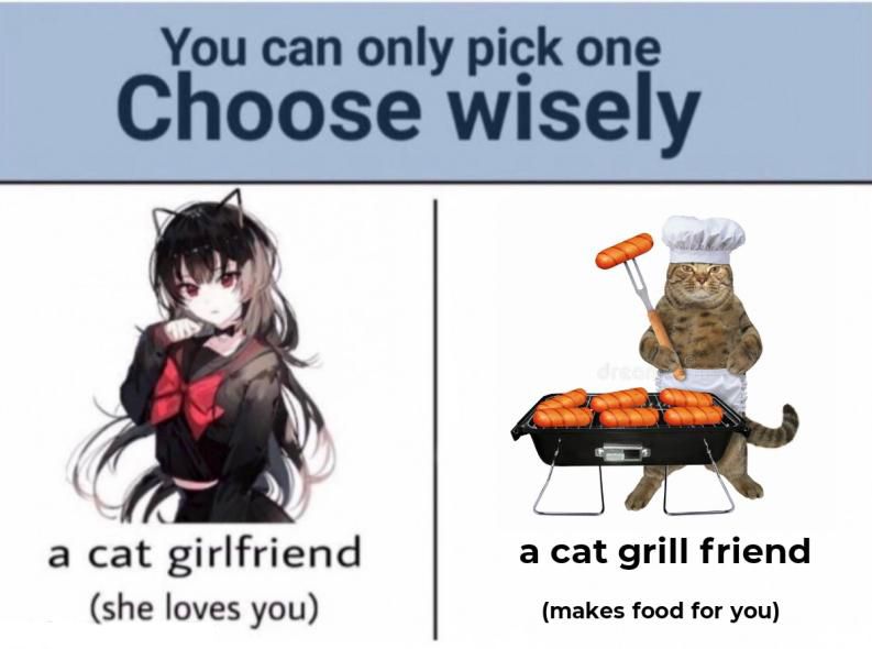 choose a cake josuke - You can only pick one Choose wisely a cat grill friend a cat girlfriend she loves you makes food for you