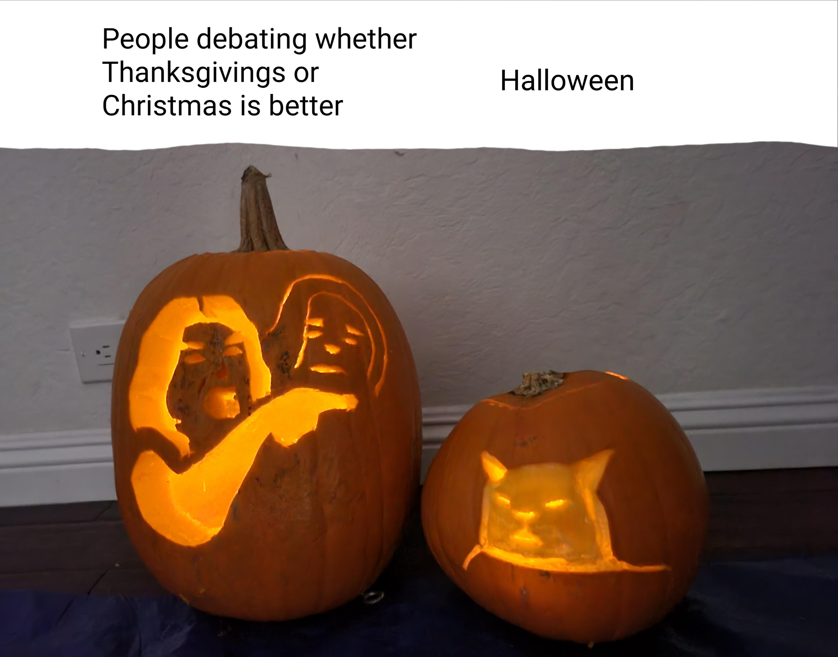 jack o lantern - People debating whether Thanksgivings or Christmas is better Halloween