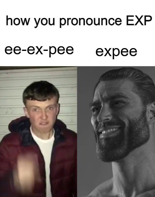 hilarious memes - average fan vs average enjoyer - how you pronounce Exp eeexpee expee