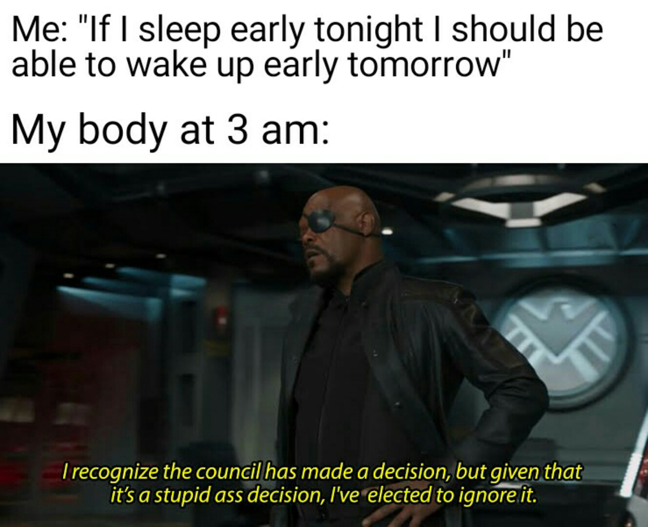 dank memes - recognize the council has made a decision but given that it's a stupid ass decision i ve elected to ignore it - Me "If I sleep early tonight I should be able to wake up early tomorrow" My body at 3 am I recognize the council has made a decisi