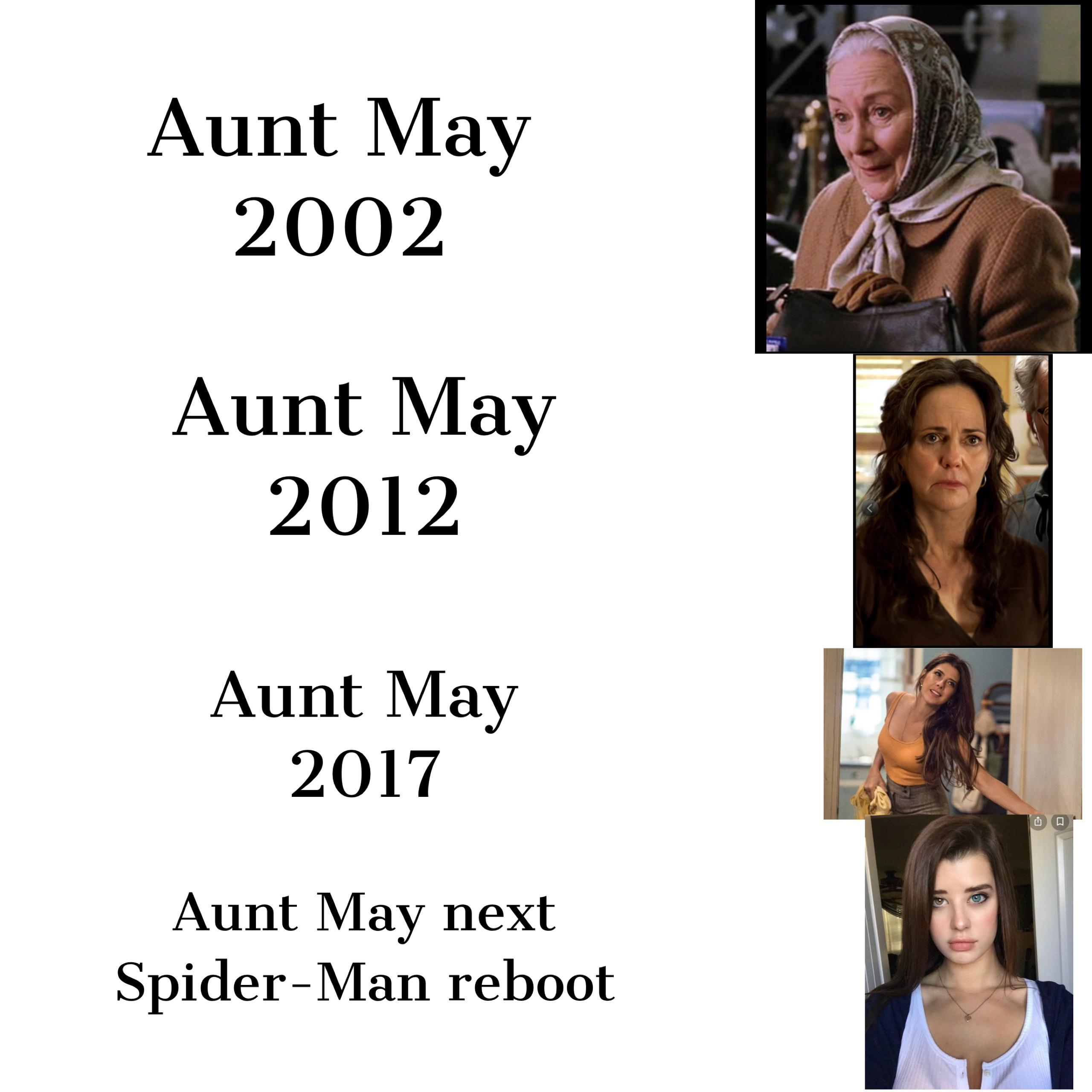 dank memes - human behavior - Aunt Aunt Aunt Cu a Aunt May next SpiderMan reboot