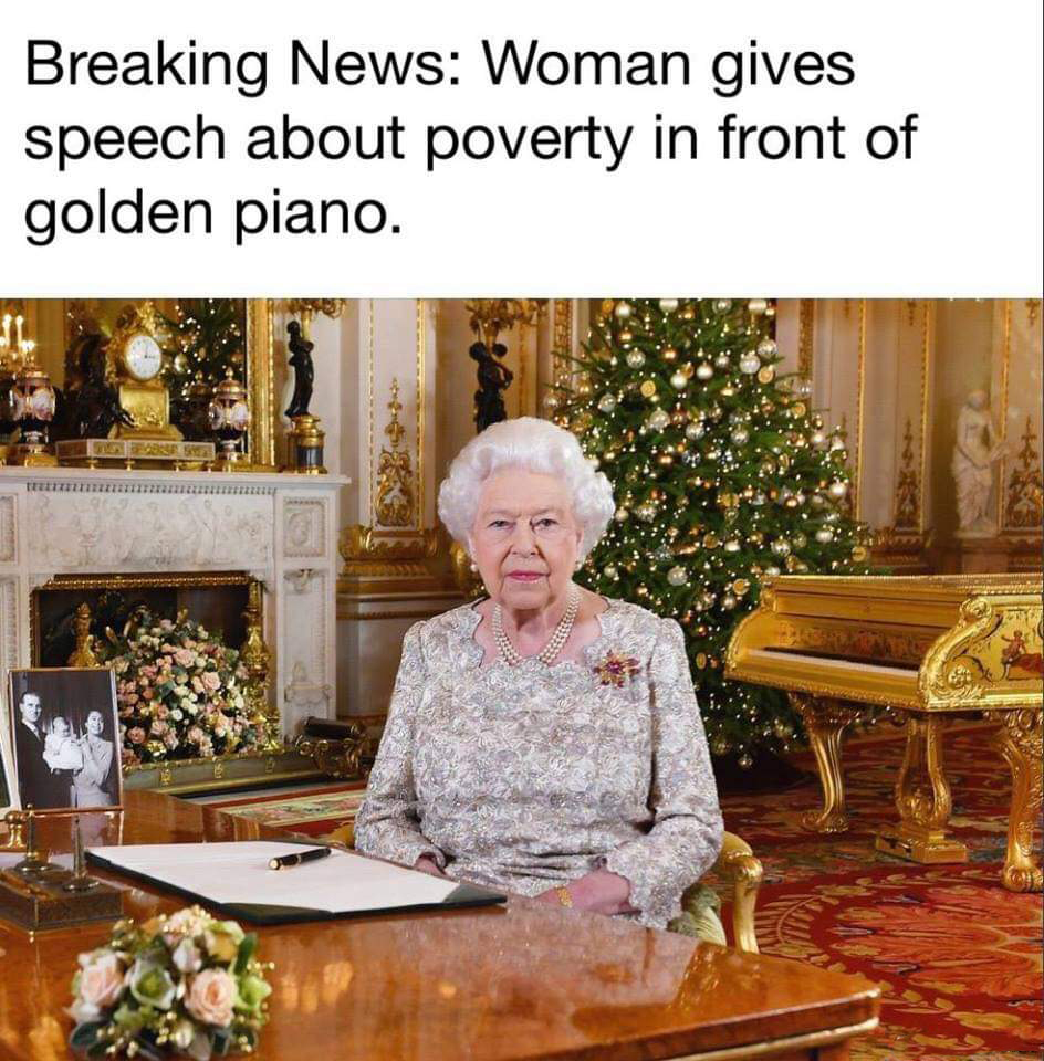 dank memes - poverty golden piano - Breaking News Woman gives speech about poverty in front of golden piano.