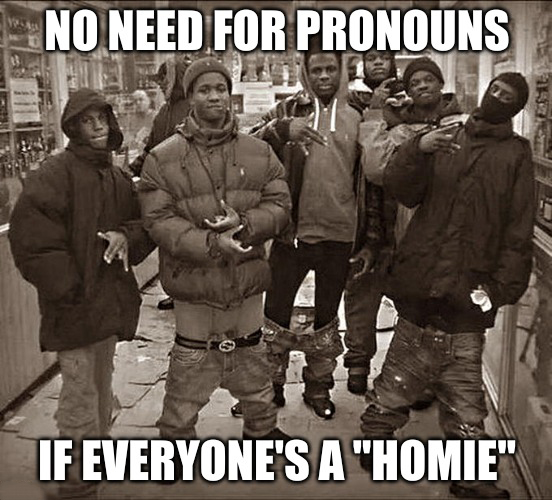 dank memes - all my homies meme - No Need For Pronouns If Everyone'S A "Homie"