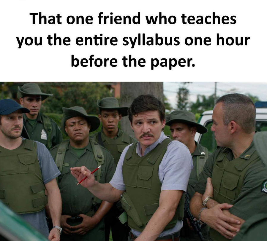 pedro pascal meme - That one friend who teaches you the entire syllabus one hour before the paper.