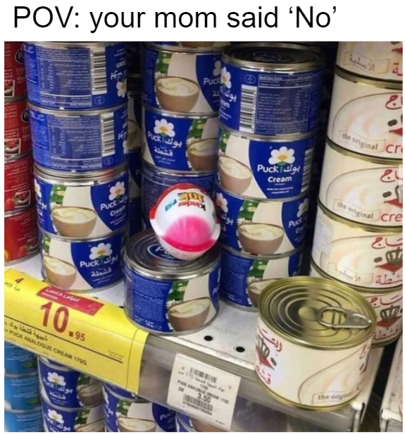 mom says no meme - Pov your mom said 'No' Al Pude 10 the giraten Puck Cream & Puck the original cre Pur 10.05 12 95
