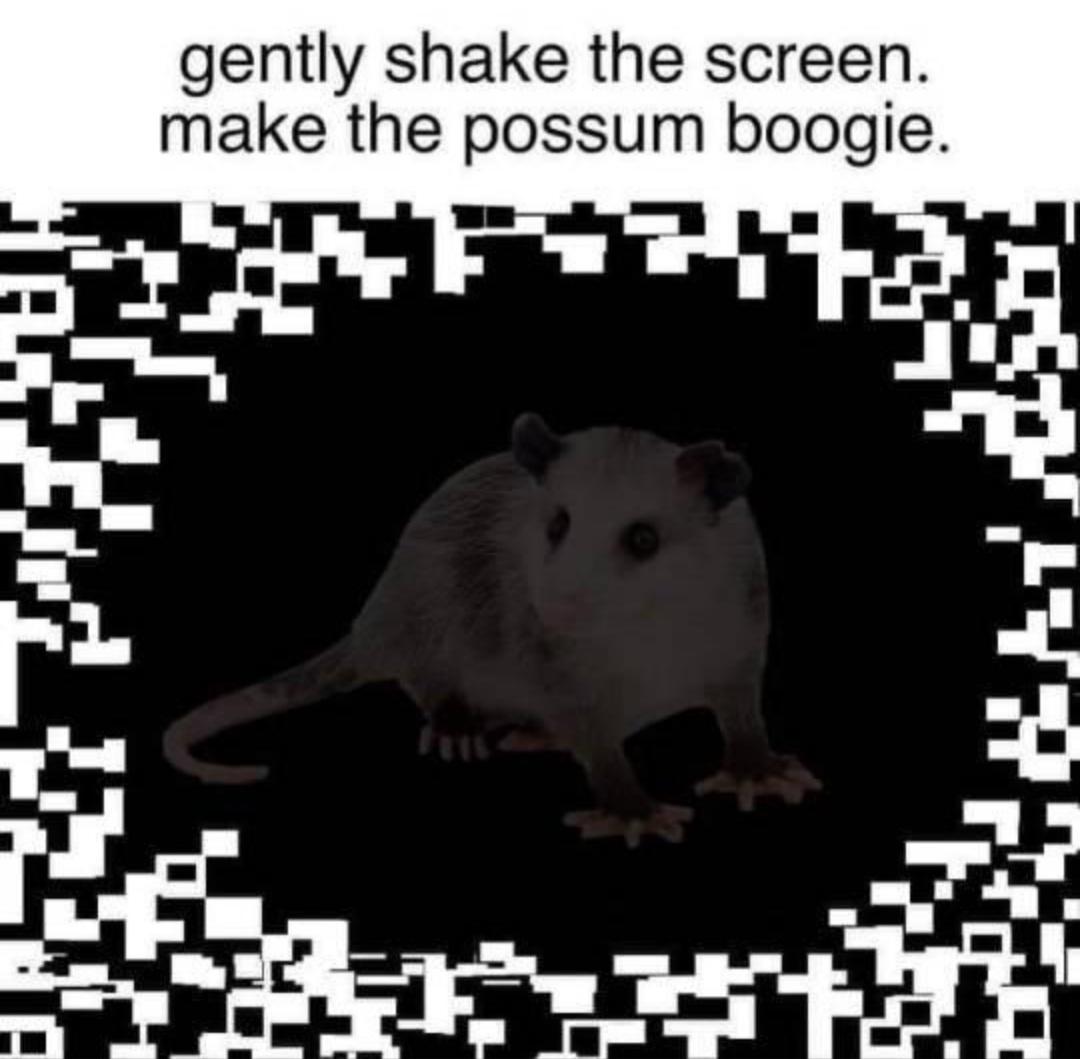gently shake the screen make the possum boogie - gently shake the screen. make the possum boogie. Rzy W?
