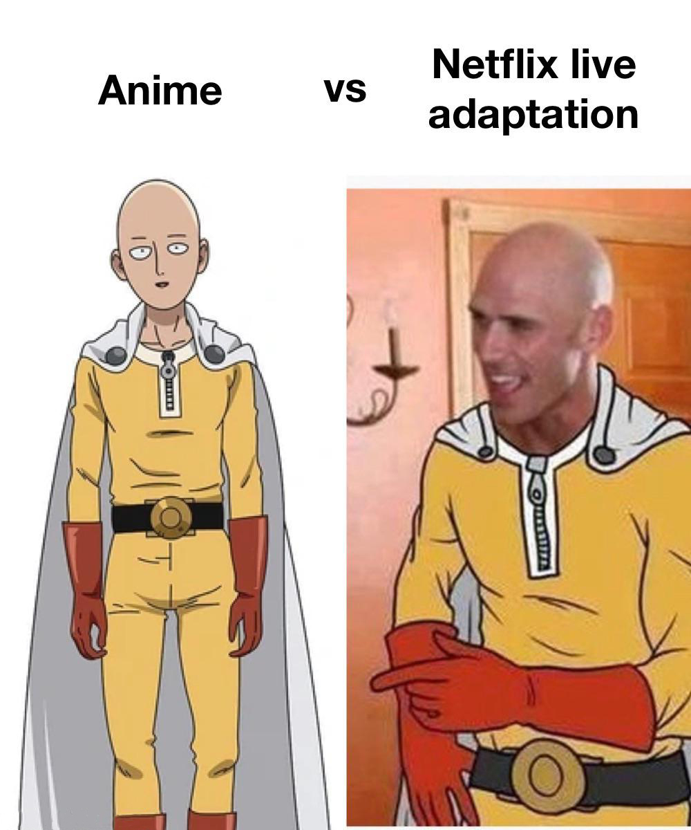 dank memes - one punch man costume - Anime Vs Netflix live adaptation i