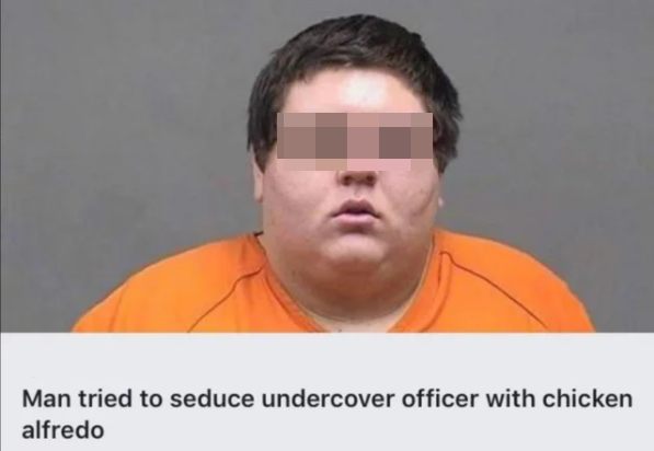 chicken alfredo meme - Man tried to seduce undercover officer with chicken alfredo