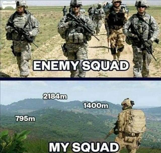 funny cod mobile memes - Enemy Squad 2184m 1400m 795m My Squad