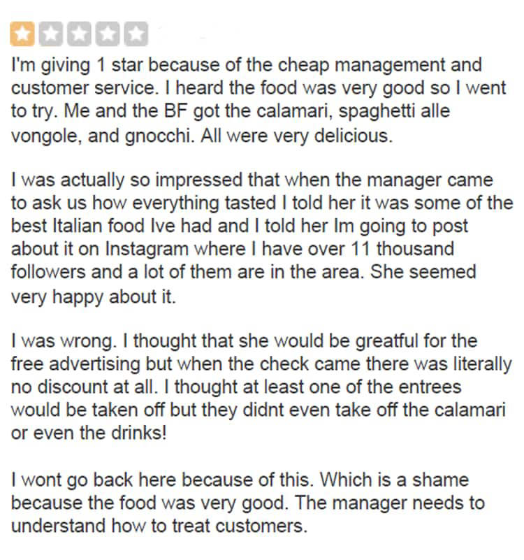 cringe - cringetopia - all of the above lyrics - I'm giving 1 star because of the cheap management and customer service. I heard the food was very good so I went to try. Me and the Bf got the calamari, spaghetti alle vongole, and gnocchi. All were very de