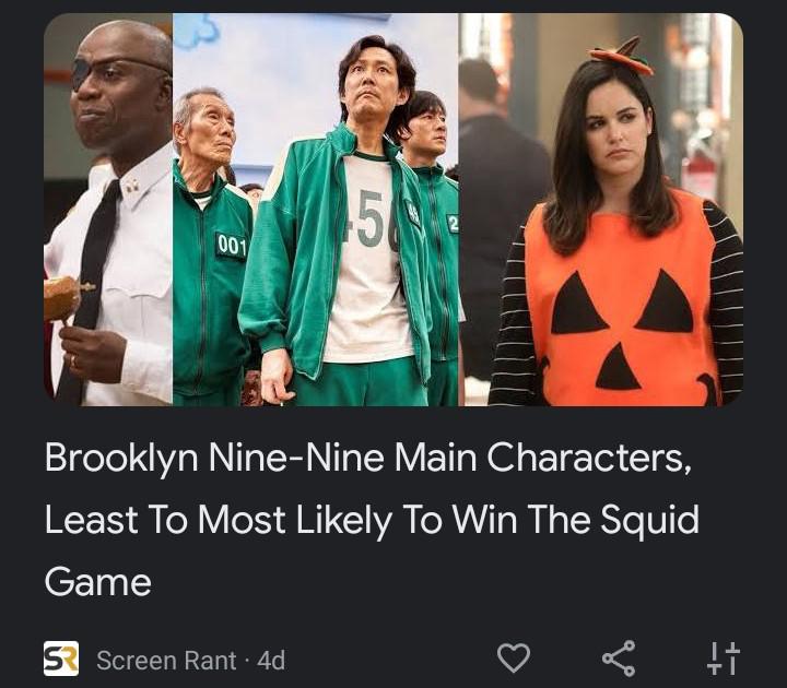 cringe - cringetopia - t shirt - 15 001 Brooklyn NineNine Main Characters, Least To Most ly To Win The Squid Game S Screen Rant 4d 11