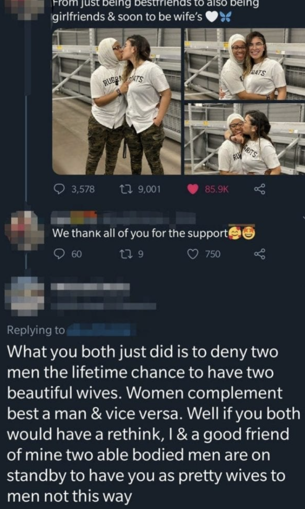 cringe - cringetopia - someone straight - being girlfriends & soon to be wife's 3,578 17 9.001 We thank all of you for the supported 11 9 750 60 What you both just did is to deny two men the lifetime chance to have two beautiful wives. Women complement be