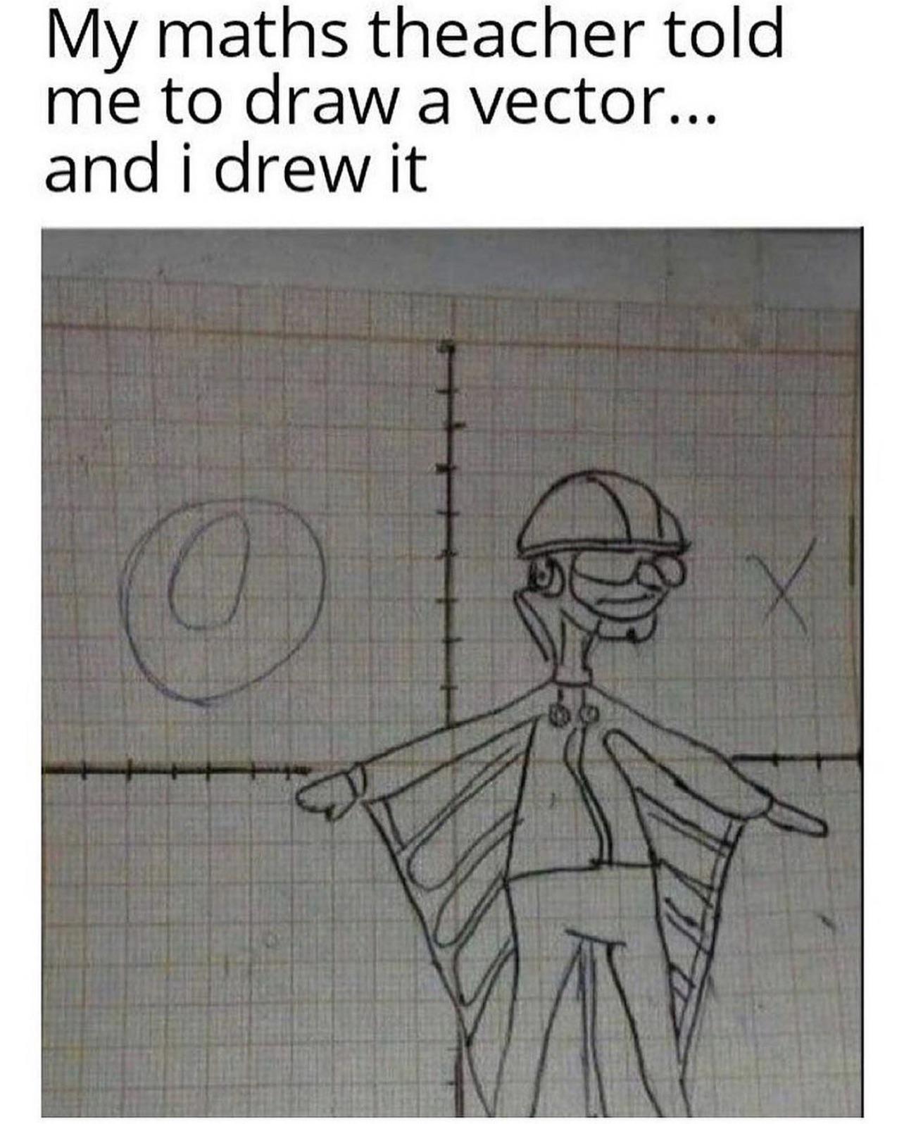 hilarious memes - memes 2021 maths - My maths theacher told me to draw a vector... and i drew it so