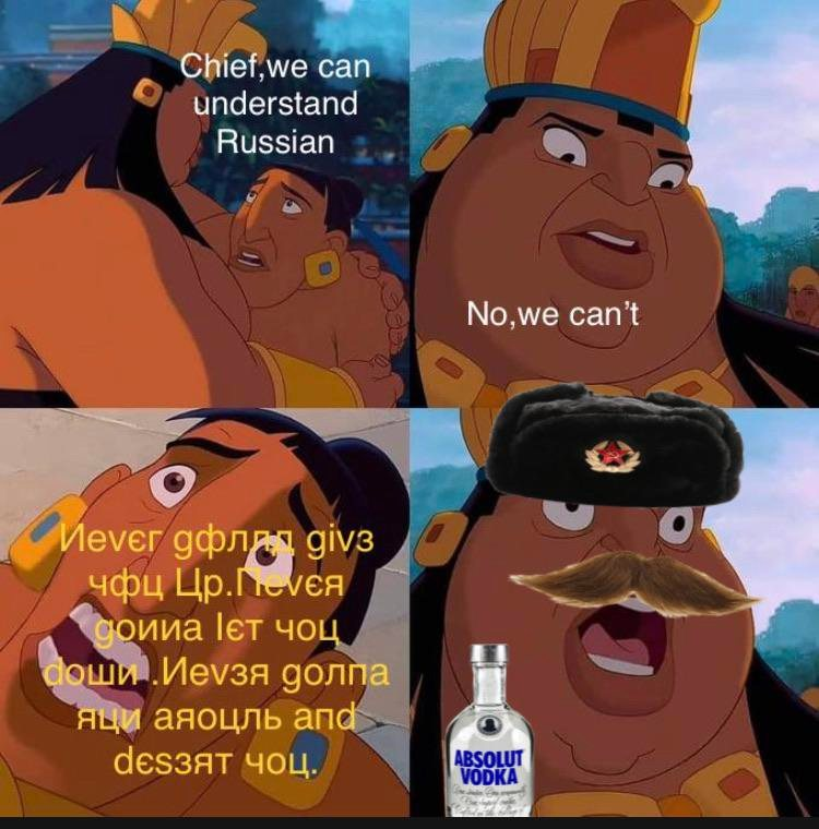 fresh memes - kirby's calling the police - Chief, we can understand Russian No, we can't ev g giv p.lev l .ev g des . Absolut Vodka .